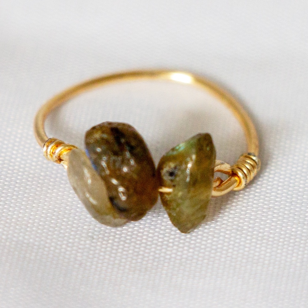 Gray Moonstone Cluster Gold Ring